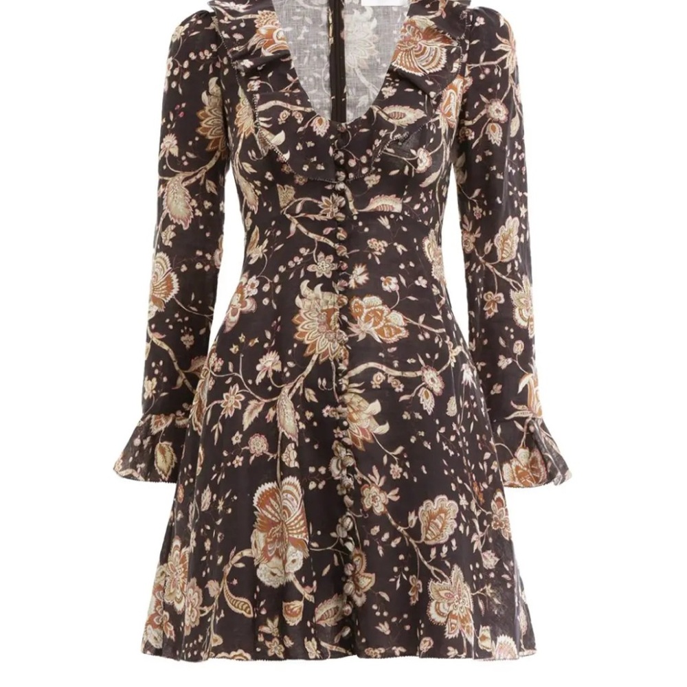 ASTR The Label Women's Size Medium Long-sleeved V Neck Floral Print Dress